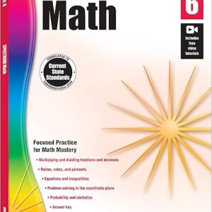 Spectrum 6th Grade Math Workbooks, Ages 11 to 12, Math 6th Grade Workbook Covering Multiplying & Dividing Fractions, Decimals, Math Equations, Percents, Probability, Statistics,...